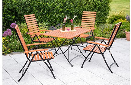 MERXX Gartenmöbelset Schloßgarten, 5tlg., 4 Sessel, Tisch, klappbar, Eukalyptusholz, natur Natur
