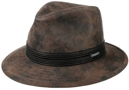 Stetson Jacky Pigskin Traveller Lederhut Unifarben Leder Baumwollfutter Ganzjährig Herren