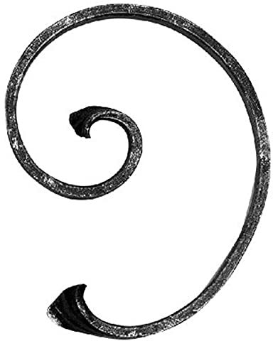 Fenau | Spirale | P: 150x110mm | Materiale 12x5 mm | Acciaio, grezzo| Ornamento in ferro battuto/elemento decorativo per recinzione metallica o cancello metallico.