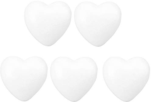 Amosfun Pack of 10 Craft Foam Heart Shape Styrofoam Baubles Christmas Tree Ornaments for DIY Craft Modelling Christmas Party Favours Decorations Gifts 10 cm