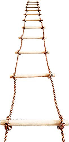 ISOP Kletterstrickleiter 5 m - Strickleiter für Baumklettern - Zubehör für Schaukeln im Außen- und Innenbereich - Spielgeräte - Hindernis-Strickleiter für Kinder