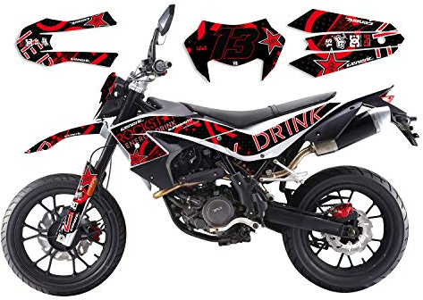 RED race-styles Aufkleber kompatibel mit KSR Moto Generic TR 125 Supermoto Graphics DEKOR