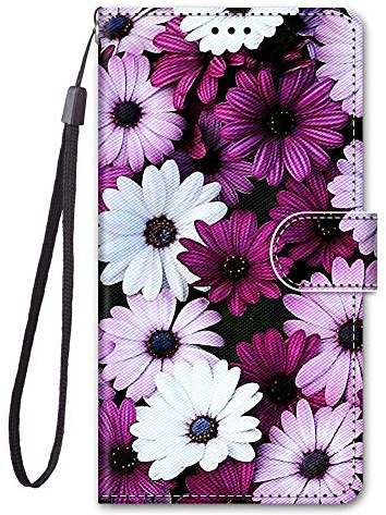 Nodigo für iPhone 11 Leder Hülle Magnetisch Kickstand mit Kartenfach 360 Grad Tier Muster Motiv Lustig Design Silikon Hüllen Handyhülle Wallet Tasche Case Mädchen Damen - Gänseblümchen