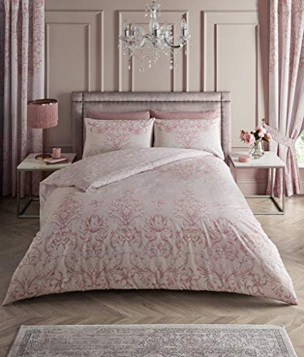 Premium Jacquard Damast Bettbezug Einzelbett, wendbar, Polycotton, Bettwäsche-Sets, Blumenbeet-Sets, Rosa