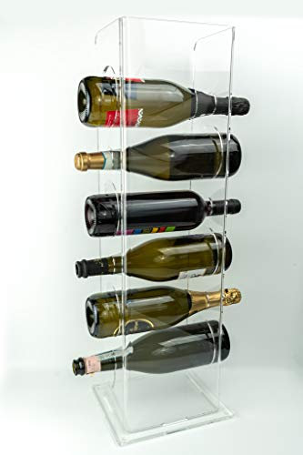 IKONA, Espositore Portabottiglie Vino, Design Elegante in Plexiglass Trasparente, Facile Installazione, 23 x 19 x 68 cm, Made in Italy, Large