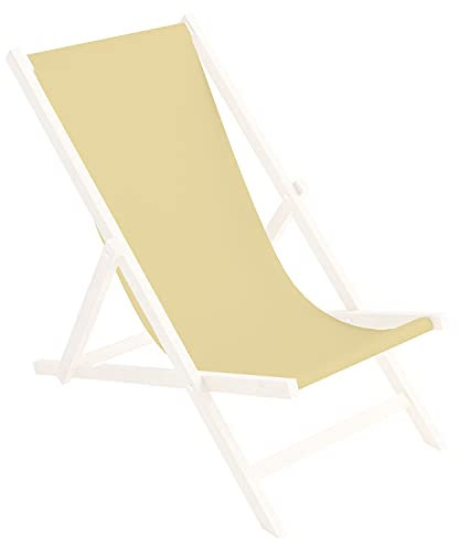 Tapicería de Recambio 131x44 cm para Tumbona de Madera, 100% poliéster, Plegable, Beige Crudo [119]