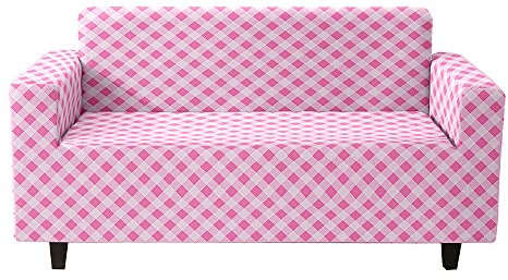 Hearda Stretch Sofabezug Sofahusse Spandex Elastische Sofa Sofaüberwurf Sesselhussen 1/2/3/4-Sitzer Couchbezug mit Anti-Rutsch-Schaumstoffe (Rosa,4-Sitzer 230-300cm)