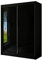 ALTDECOR Kleiderschrank mit Lacobel-Schiebetüren, kugelgelagerte Führungsschienen und Aluminium- Leisten, LED-Beleuchtung (weiß + 16 Farben) und Fernbedienung - PEKA - 200 cm Schwarz/Schwarz