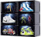 SINUOLIN Schuhbox, Schuhaufbewahrung, Organizer, 6 Stück, LED, transparenter Kunststoff, stapelbar, seitliche Drop-Front-Display, faltbare Sneaker-Behälter, passend für Größe 40 (schwarz)