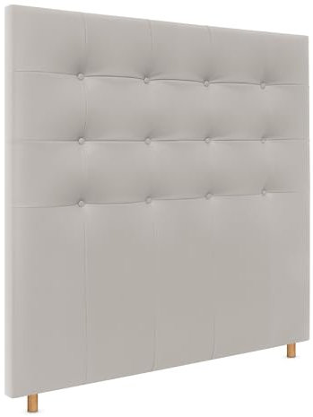 DHOME Cabecero Capitoné hasta el Suelo Cabezal 8cm tapizado ACUALINE Tela y Polipiel para Cama Dormitorio (145x120cm (135/140), Polipiel Blanco Hueso)