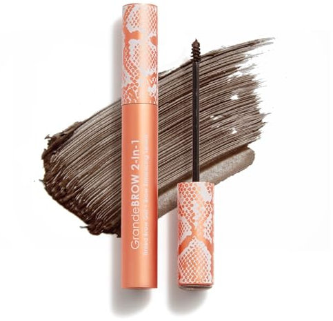 Grande Cosmetics GrandeBROW Gel de Cejas Tintado y Sérum 2-En-1 - Color y Volumen Instantáneo - Cejas Más Gruesas - Tono Oscuro
