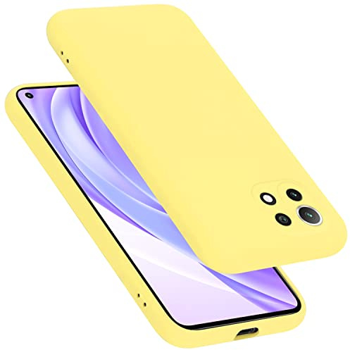 Cadorabo Hülle kompatibel mit Xiaomi Mi 11 LITE (4G / 5G) / 11 LITE NE Hülle Silikon Handyhülle für Mi 11 LITE (4G / 5G) / 11 LITE NE Case aus flüssigem Silikon- dünne TPU Schutzhülle - Liquid GELB