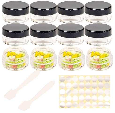 12 Pcs Empty Plastic Cosmetic Jars, 5ml Sample Containers Pots Bottles,sample pots for cosmetics, Travel Cosmetic Jar Pots with Lids,travel pots for cream,travel cream pots for toiletries