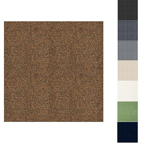 Self Adhesive Carpet Tile,11Pcs 30 * 30cm Easy to Peel and Stick Carpet Floor Tile,Flooring Rugs Floor Tile Hardwearing Anti-Slip Floor Covering, Bitumen Backed-1m² (Brown)