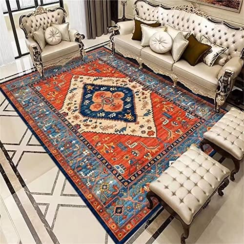 RUGMRZ Kinderteppich Spielmatte Flickenteppich Waschbar Europäischer Stil Teppich mit roter Druckdekoration rechteckig und langlebig Teppich Flur Lang 70X140CM