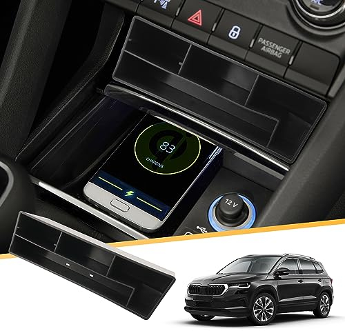 LFOTPP Für Kodiaq Karoq 2017-2022 2023 Zentrale Ablagefach Mittelkonsole Box, Kodiaq Auto Zubehör Organizer Aufbewahrungsbox Tray Original