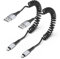 PEAKLIFT Coiled Lightning Cable 2-Pack, Apple CarPlay Retractable iPhone Charger for Car, Compatible with iPhone 14, 13, 12, 11 Pro Max, 10, 8 Plus, XR, SE, AirPods