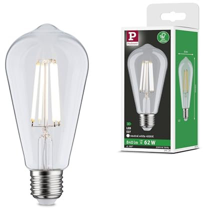 Paulmann 29126 Eco-Line Filament 230V LED Kolben ST64 E27 840lm 4W 4000K Klar Leuchtmittel