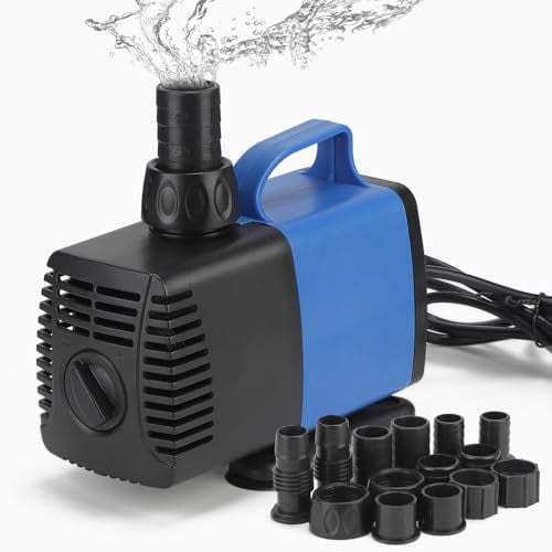 DBREAKS Teichpumpe Filterpumpe 5500L/H Wasserpumpe Bachlaufpumpe mit 5 Düse Aquariumpump für Springbrunnen Aquarium Pumpe 55W Springbrunnenpumpe Teich Fontänenpump