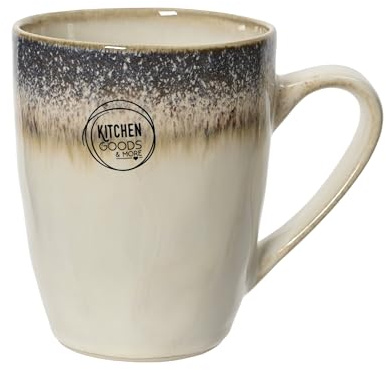 Tasse Steingut 11cm Beige Blau - Teetasse mit Henkel - Steinzeug Keramiktasse als Teebecher Kaffeetasse Kaffeebecher Keramik Geschirr - Vintage Tassen & Becher als Geschenk