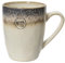 Tasse Steingut 11cm Beige Blau - Teetasse mit Henkel - Steinzeug Keramiktasse als Teebecher Kaffeetasse Kaffeebecher Keramik Geschirr - Vintage Tassen & Becher als Geschenk