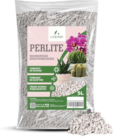 LERAVA® - Perlite pour Plante [Naturelle et Écologique] - 5L - Substrat Aéré pour Croissance des Plantes, Drainage Excellent - Idéal pour Plantes de Jardin et Balcon - Perlite Jardin