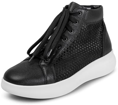 VITAFORM Sneaker Damen Leder - Damen Sneaker aus italienischem Hirschleder - Bequeme Damen Schuhe schwarz 39