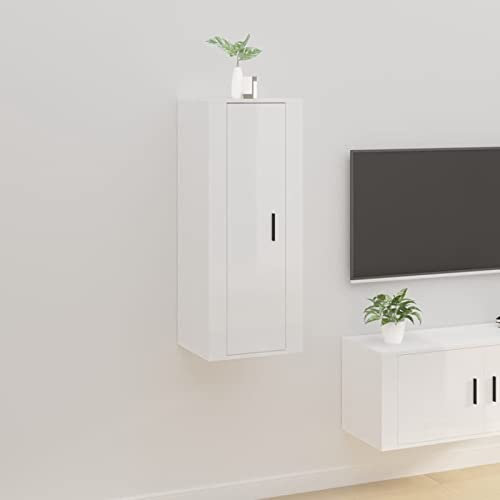 ShGaxin Meuble TV mural, meuble TV salon, meuble TV, meuble TV, modules de salon, blanc brillant, 40 x 34,5 x 100 cm