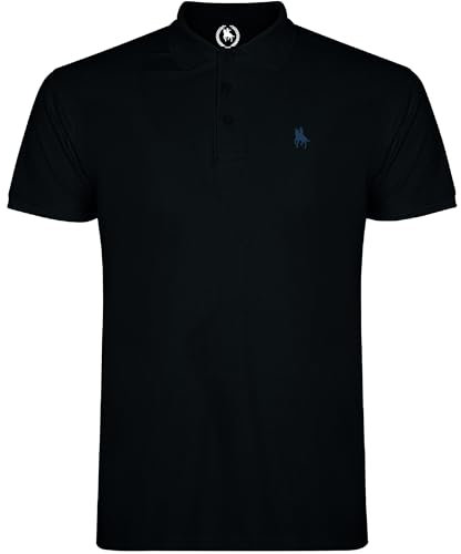 S&C - Polo Hombre Manga Corta Algodón 100%, Color Liso, Estilo Casual, Cuello 3 Botones, Diseñado en España, Tejido Punto Piqué, Corte Regular, Talla Ajustada, Negro, M
