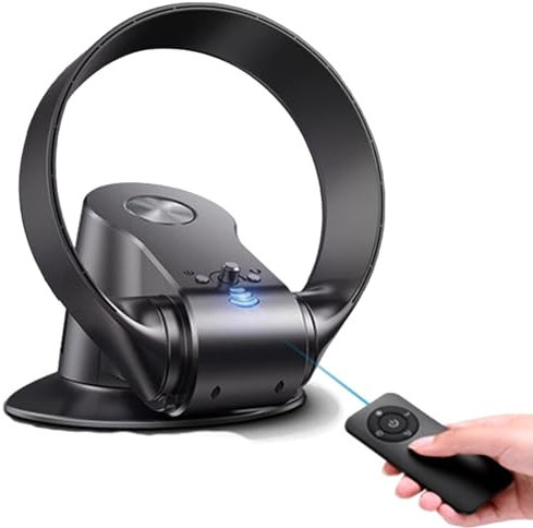 ZbOLi Bladeless Fan, Wall Mounted Fans, 12 Inch Silent Wall Mount Fans With Remote Control And Timer, 90° Oscillating Home/commercial black