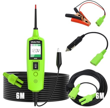 VKALTUL Power Circuit Probe Kit B530,12V 24V Car Circuit Tester with AC/DC Voltage Test, Resistance/Diode, Components Activation,Short Circuit/Overload Protection,Multi Language,Indicator Light,12M