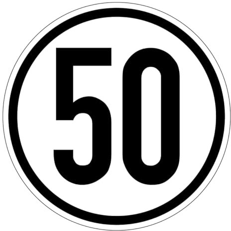 Autocollant de vitesse, pour plaque de vitesse, diamètre : 20 cm (50 km/h)