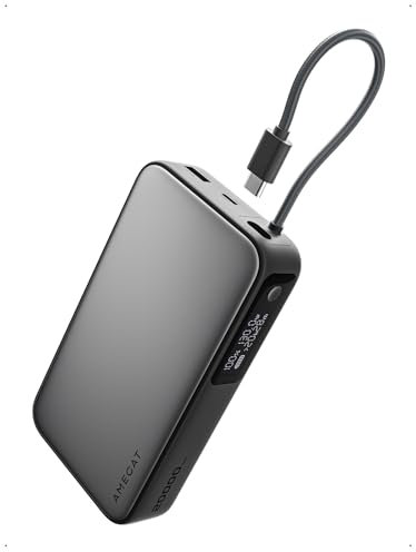 AMEGAT Bateria Externa Carga Rapida100W (1 Puerto) / 130W (2 Puertos), Power Bank USB C 20000mah, Cargador Portatil PD3.0 para moviles MacBook Pro Air iPad iPhone, Gris