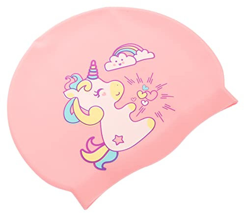 TOGEVAL Gorro De Natación Infantil De Silicona Unicornio Protección Auditiva para Piscina y Playa Gorro para Niñas