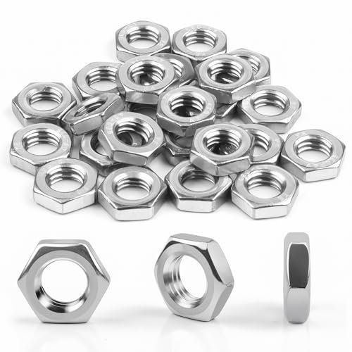 M6 Mutter 25 Stück, Sechskantmutter Edelstahl (Niedrige Form), DIN439 A2 V2A Muttern Edelstahlmutter Halbmuttern Flachmuttern Hex Nut für Schrauben & Unterlegscheiben & Gewindestangen