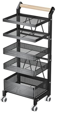 Heikoeco® Servierwagen Küchenwagen mit Rollen, Gemüseregal Metall, Obst Aufbewahrung, Rollwagen Allzweckwagen für Küche Bad Wohnzimmer, Pfanne Topf Organizer