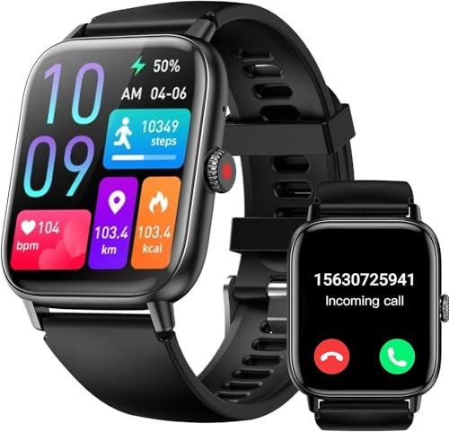 Montre Connectée Homme Femme avec Appel Bluetooth, 1.85 HD Smartwatch, 100+ Modes Sportifs, Montres de Sport étanches IP67,Podomètre Cardiofrequencemetre Sommeil,Smart Watch pour Android (Noir)
