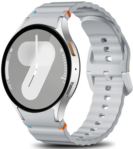 Ynitec Bracelet Compatible avec Samsung Galaxy Watch 7 6 5 4 SE Strap 40mm 44mm - 20mm Bracelet Silicone Souple pour GalaxyWatch Classic Pro, Argent