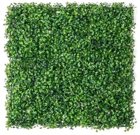 LUWENER Artificial Grass Wall 1m x 1m Boxwood Grass Wall Panels,4pcs Greenery Artificial Leaves Hedge PanelsBackdrop Boxwood Hedge Panels for Fence Privacy Screen(4,Green Milan Leaves)