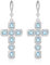 Linawe Kreuz Ohrringe Silber Hängend, Ohrhänger Schmuck Damenohrringe Kristall Ohringe Set, Strasssteine Modeschmuck Tropfen Hängende Ohrringe, Aquamarine Blue Geburtsstein Moissanite