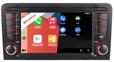 Radio para Audi A3 2003-2012/S3 2006-2012/RS3 2011-2012 con Wireless Carplay Android Auto, Radio de Pantalla táctil con Bluetooth FM/RDS/SWC HiFi, Radio para Audi estéreo