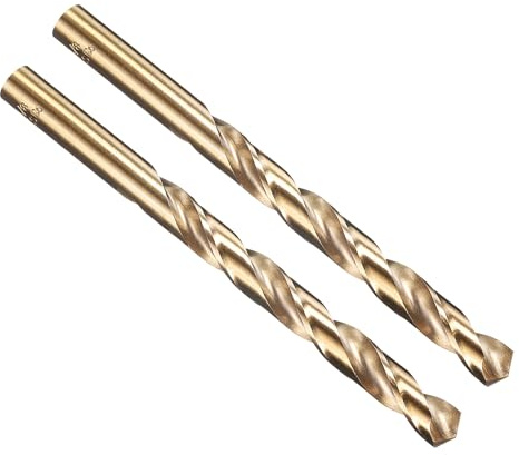 PATIKIL 9.5mm Drill Bit 3/8 M35 Cobalt 5% High-Speed Steel 2 Pack | Jobber Straight Shank 135° Gold Finish for Stainless Steel Hard Metal
