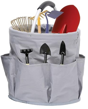 Freestanding Tool Basket - 600D Oxford Fabric Foldable Storage Box | Garden Tools Bag | Storage Bag for Garden Tools | Garden Tool Basket | Picnic Basket for Outdoor, Household and Kitchen