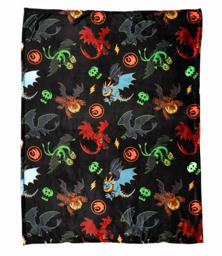 Franco Drachenzähmen leicht gemacht zahnlose Kinder-Bettwäsche, superweicher Plüsch, gemütlicher Überwurf, 116,8 x 152,4 cm (offizielles Lizenzprodukt)