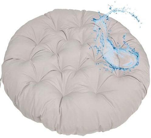 MSNCS Rundes Papasansessel Kissen Wasserdicht Sitzkissen Hängesessel Outdoor/Indoor Bodenkissen Kissen für Schwenksessel, Korbsessel Outdoor Gartenmöbel Sitzauflage Auflage(Hellgrau,60x60cm)