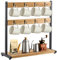 2-Tier Mug Tree 16 Hook Coffee Mug Holder Stand with Storage Base Mug Display Organizer Mug Holders Cup Storage Organizer for Home Kitchen Bar Counter Display Tea (Original wood without shelves)