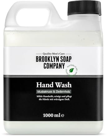 Brooklyn Soap Company Hand Wash Refill 1L - Nachfüllpack Handseife für Männer - Sanfte Reinigung mit würzigem Duft - Für alle Hauttypen