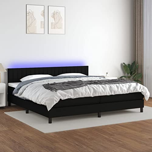 Iiaky Boxspringbett 200x200 mit Matratze Boxspringbett 200x200 mit led Bett 200x200 mit matratze und lattenrost Polsterbett 200x200 Doppelbett Schlafzimmer-Schwarz-200 x 200 cm