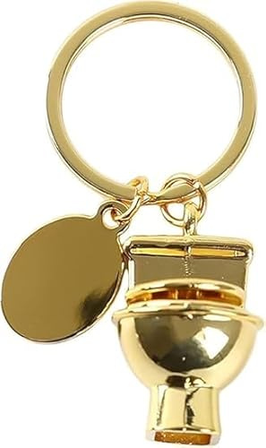 HDouii Metal Toilet Novelty Keychain, Cool Car Ring Handbag Pendant Decoration, Creative Mini Toilet Shape Metal Keychain, Simulation Toilet Car Key Pendant Decor