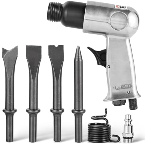 NYXOVA 150 mm Drucklufthammer-Kit, 4500 BPM kurzer Zylinder, pneumatischer Hammer mit Schnellwechselhalter & 4 Meißeln – Hochleistungs-Luftmeißelwerkzeug für Automobil-, Metall- und Mauerarbeiten